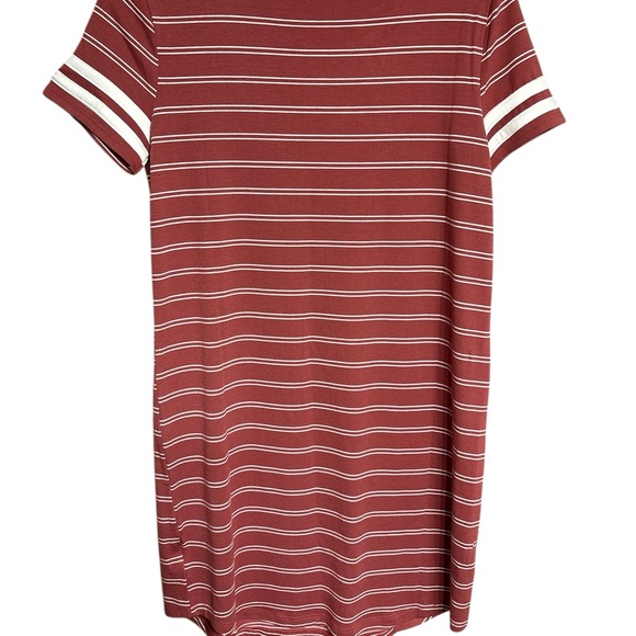 Pink Rose Striped Midi Dress - Red and White - Picture 2 of 4